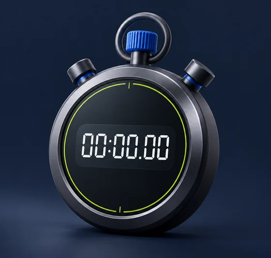 Online stopwatch with lap times: a black stopwatch showing 00:00.00